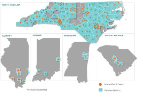 NC New Schools/Breakthrough Learning Map of Schools 2015-2016